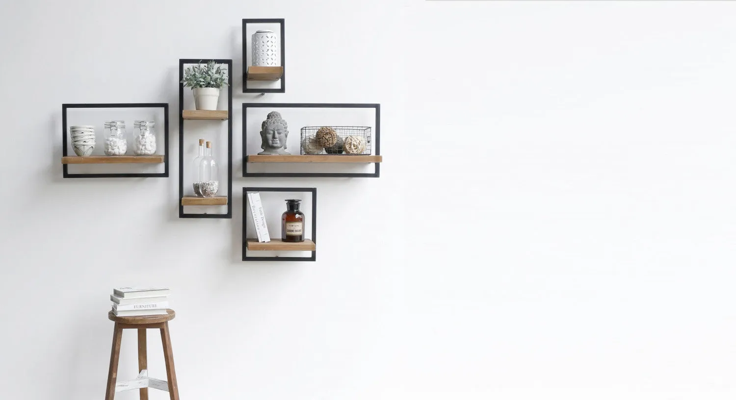 Bayan Metal Frame Wall Box II - Teak