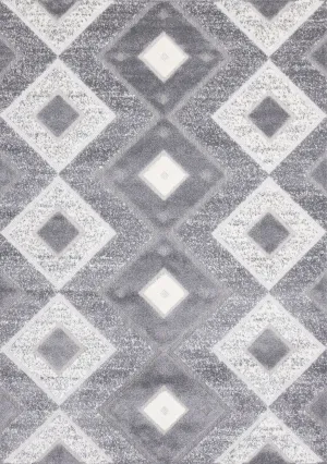 Diamond Mist 6'7" x 9'6" Diamond Pattern Area Rug - Grey, White