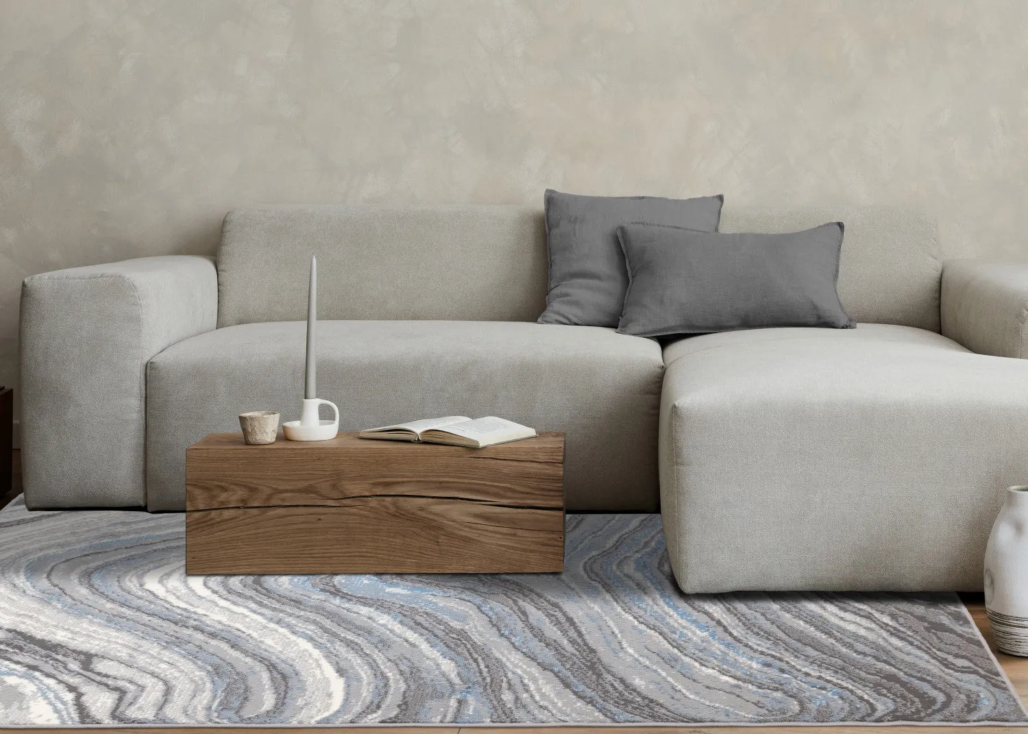 Functional Modern Area Rug - Blue Grey - 7' X 10'