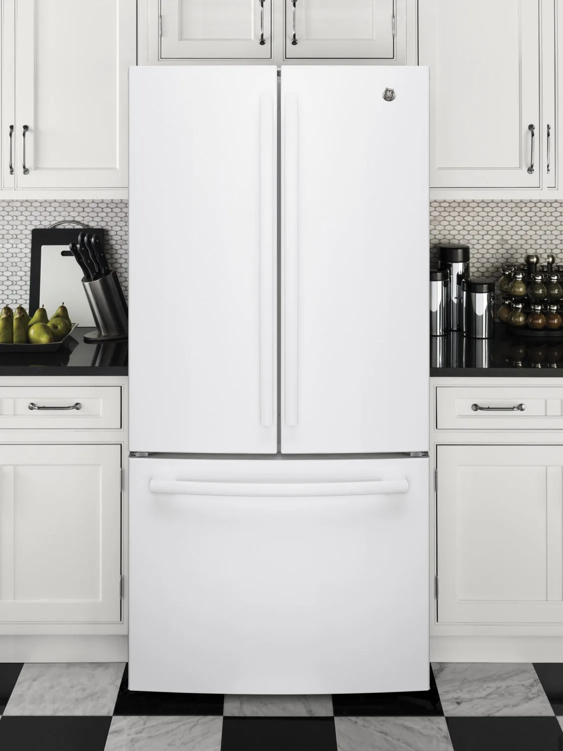 GE White Counter-Depth French Door Refrigerator (18.6 Cu. Ft.) - GWE19JGLWW