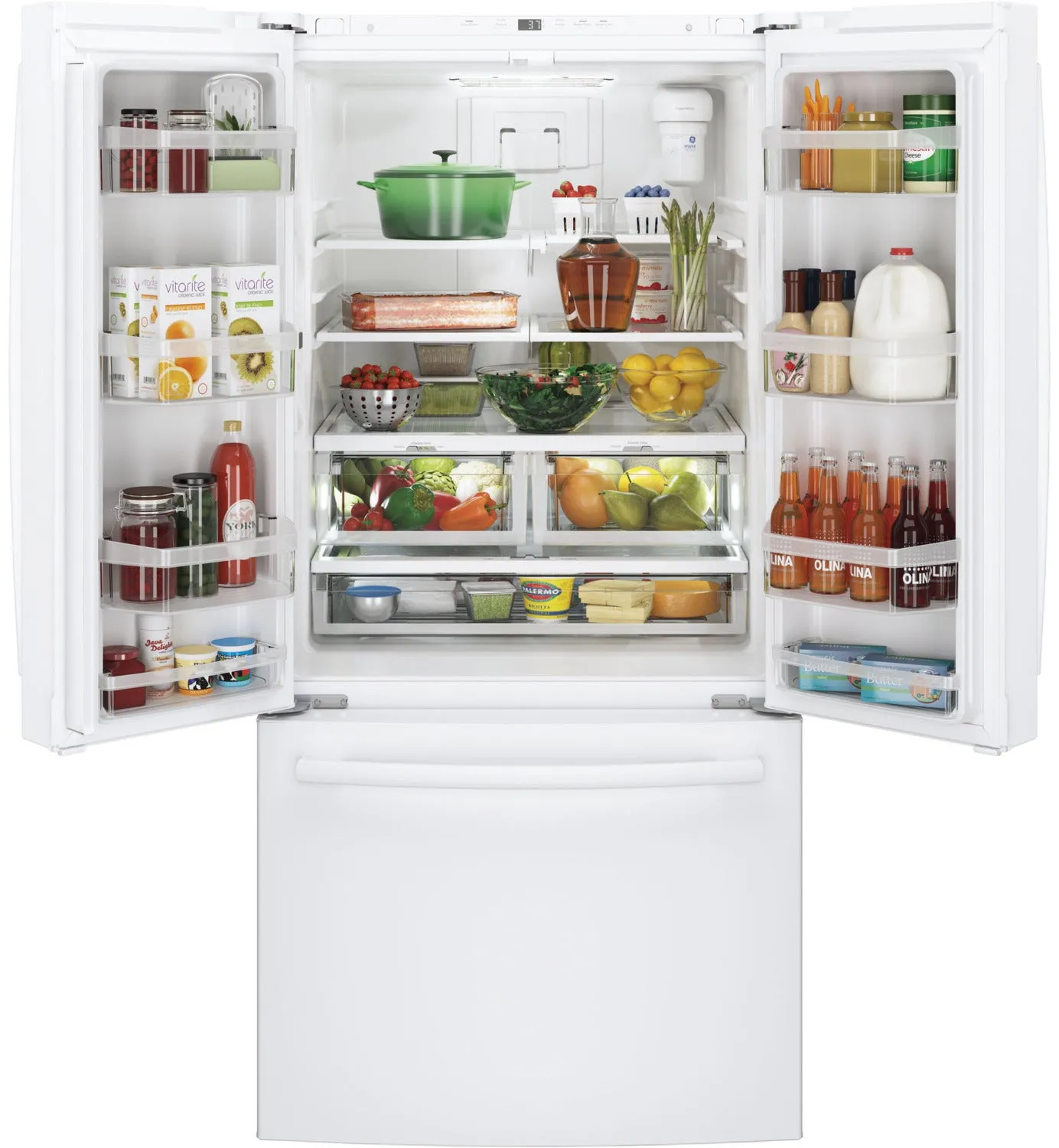 GE White Counter-Depth French Door Refrigerator (18.6 Cu. Ft.) - GWE19JGLWW