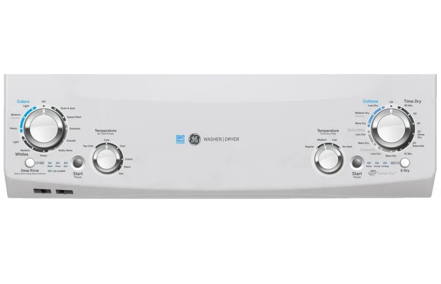 GE White Unitized Spacemaker Washer (4.5 Cu.Ft.) and White Electric Dryer (5.9 Cu.Ft.) - GUD27EEMNWW