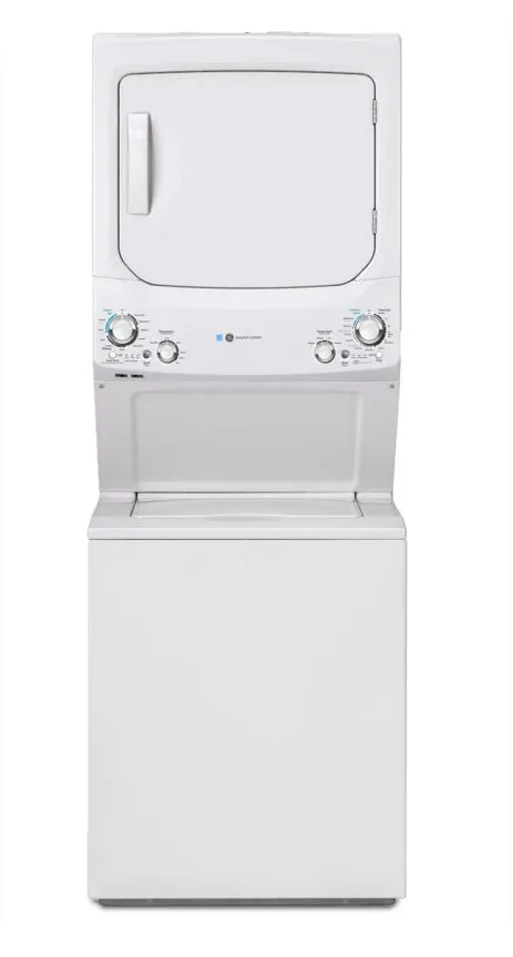 GE White Unitized Spacemaker Washer (4.5 Cu.Ft.) and White Electric Dryer (5.9 Cu.Ft.) - GUD27EEMNWW