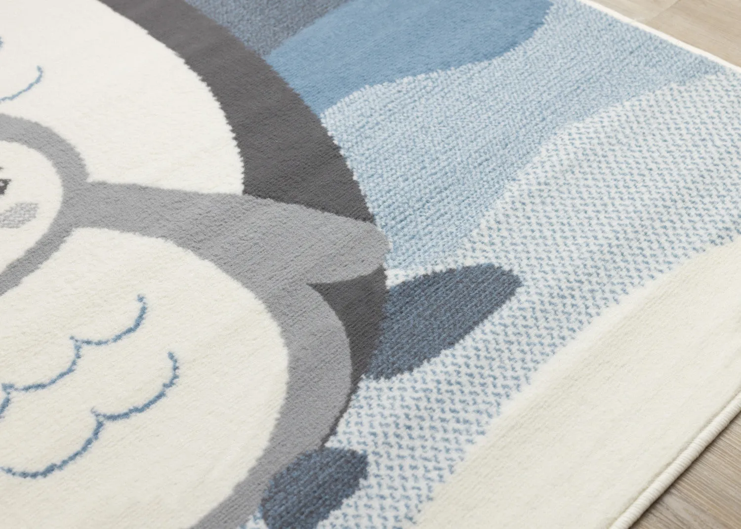 Kids Baby Penguin Area Rug - Grey Blue - 4' X 6'