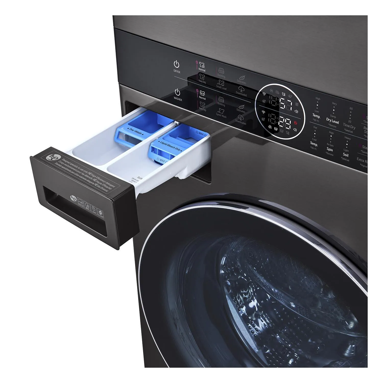 LG Black Stainless Steel Wash Tower™ 5.2 Cu. Ft. Front Load Washer and 7.4 Cu. Ft. Gas Dryer - WKGX201HBA