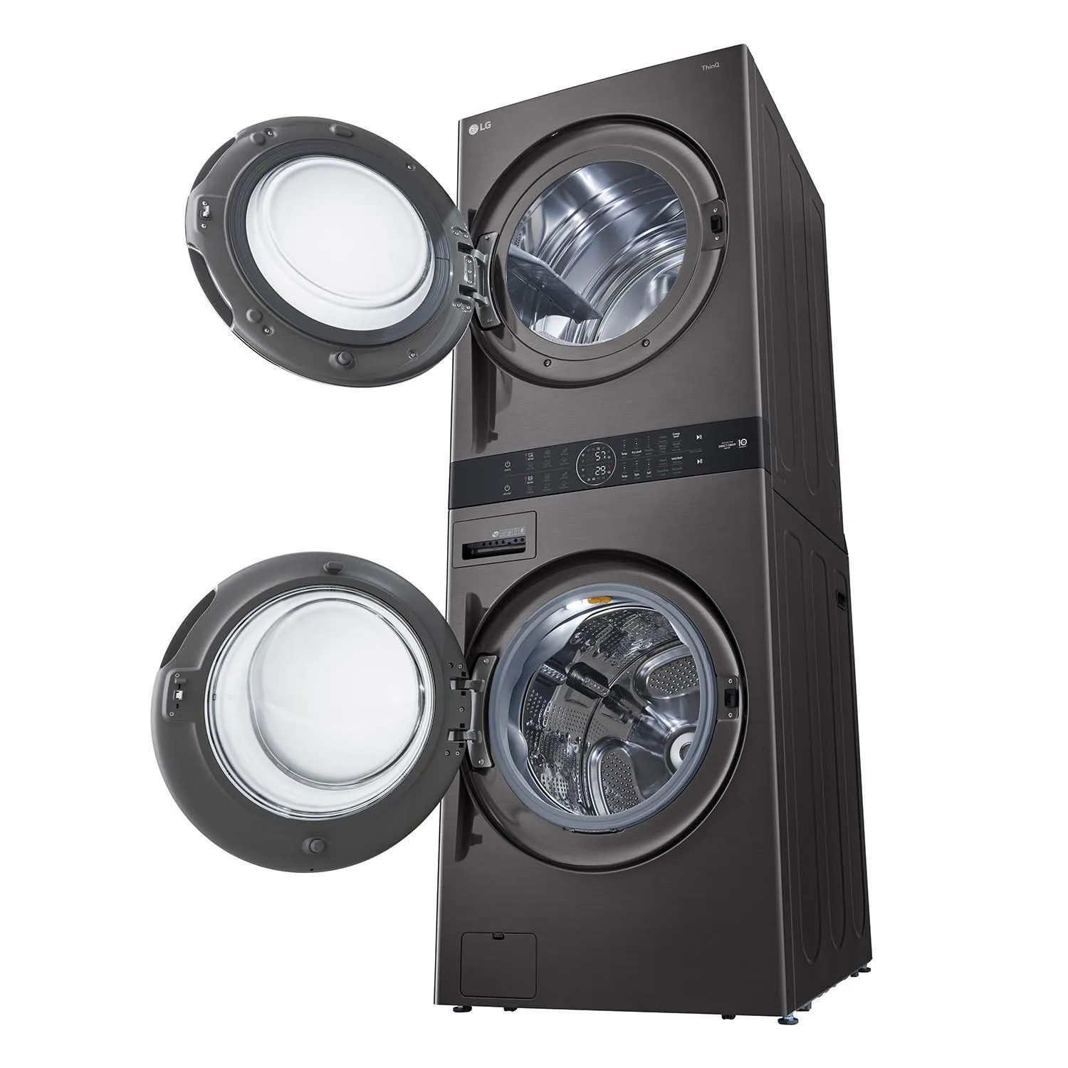 LG Black Stainless Steel Wash Tower™ 5.2 Cu. Ft. Front Load Washer and 7.4 Cu. Ft. Gas Dryer - WKGX201HBA