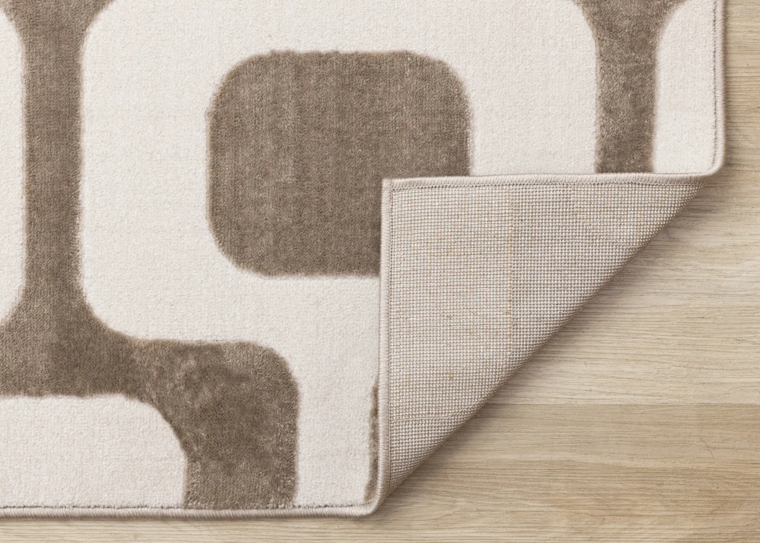 Logan Modern Vintage Area Rug - Brown Cream - 5' X 8'