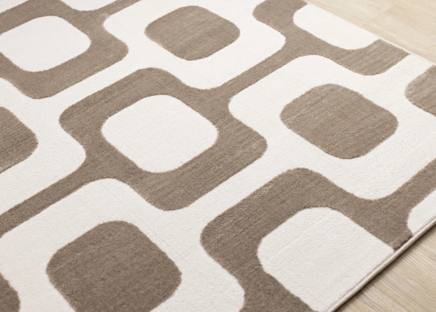 Logan Modern Vintage Area Rug - Brown Cream - 5' X 8'