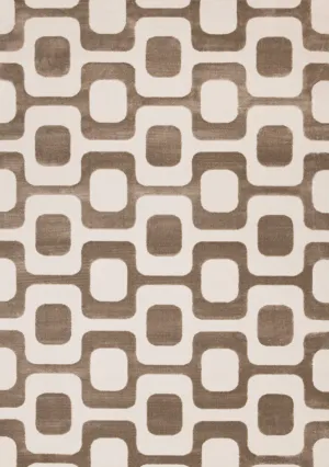 Logan Modern Vintage Area Rug - Brown Cream - 5' X 8'