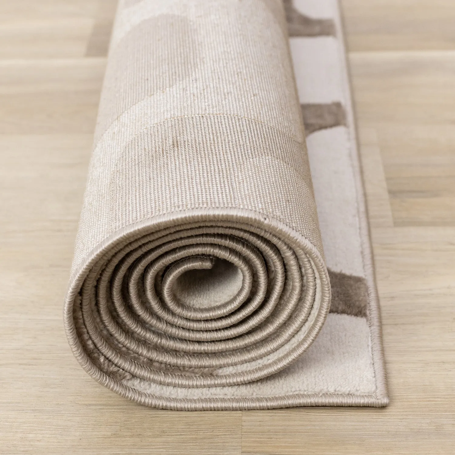 Logan Modern Vintage Area Rug - Brown Cream - 5' X 8'