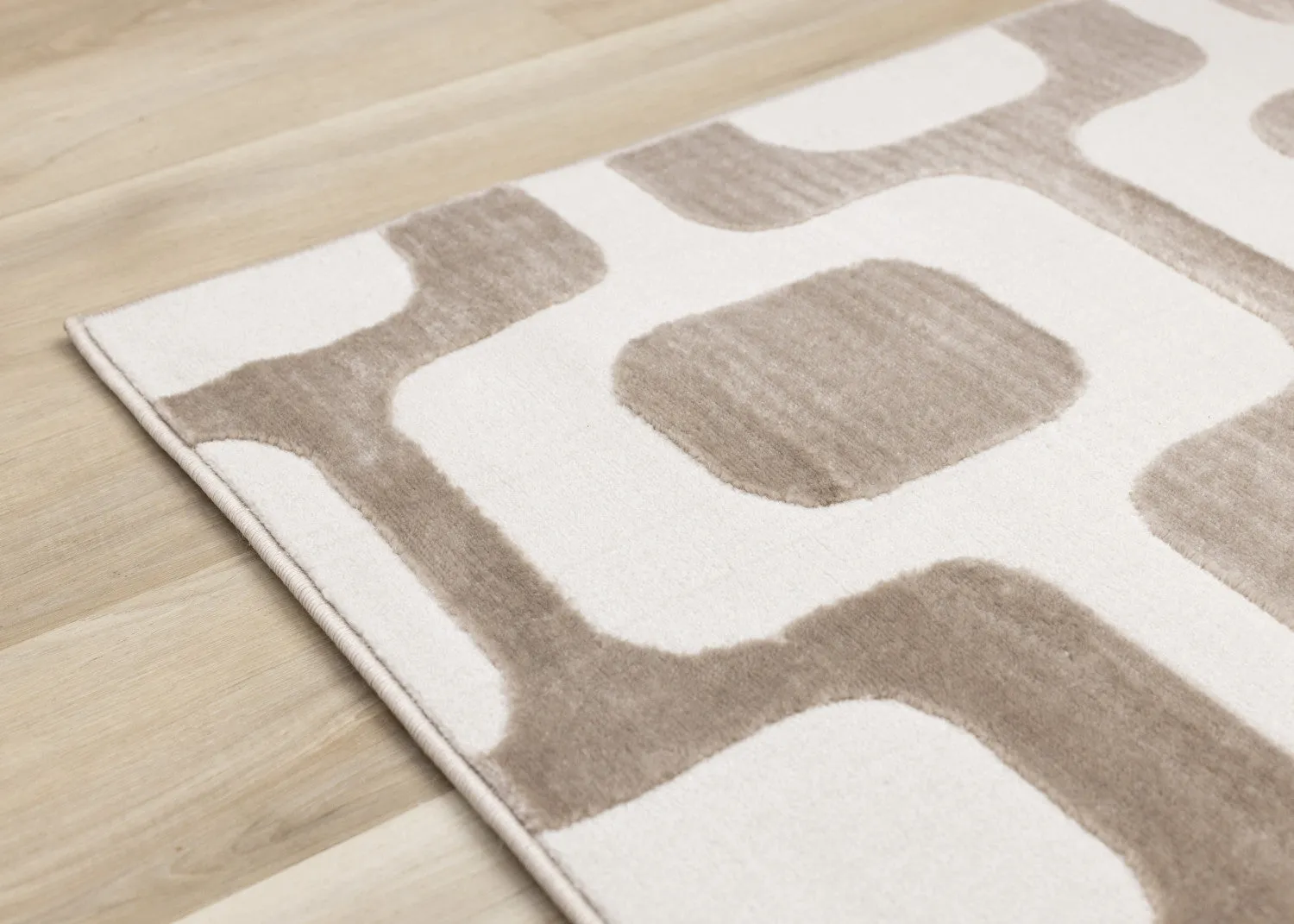 Logan Modern Vintage Area Rug - Brown Cream - 5' X 8'