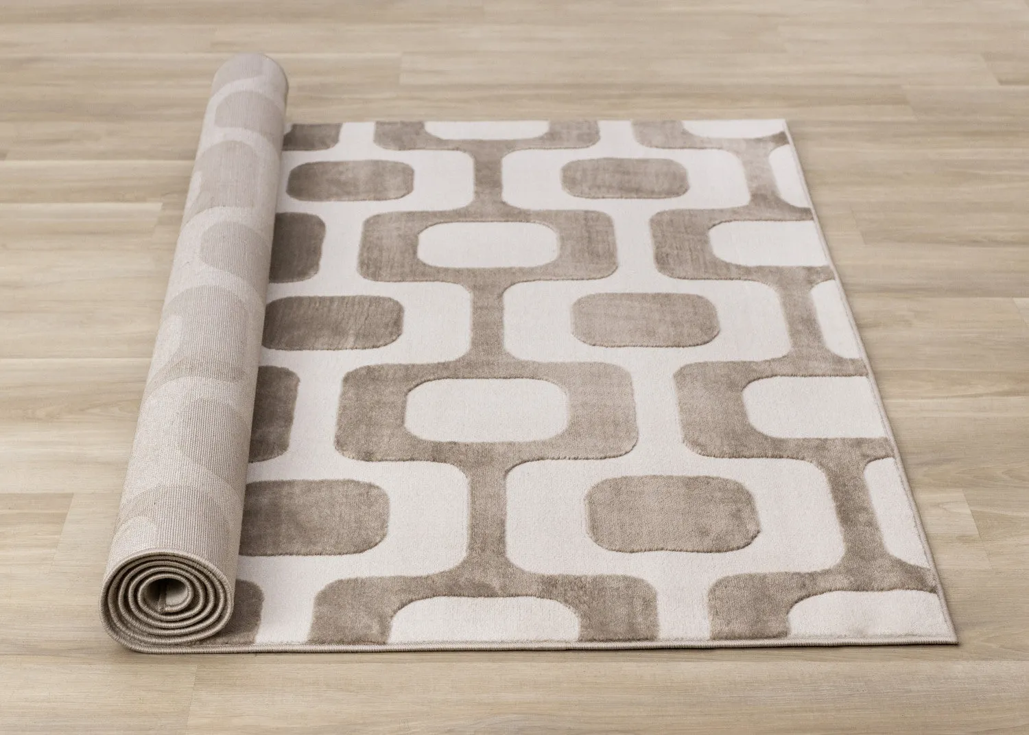 Logan Modern Vintage Area Rug - Brown Cream - 5' X 8'
