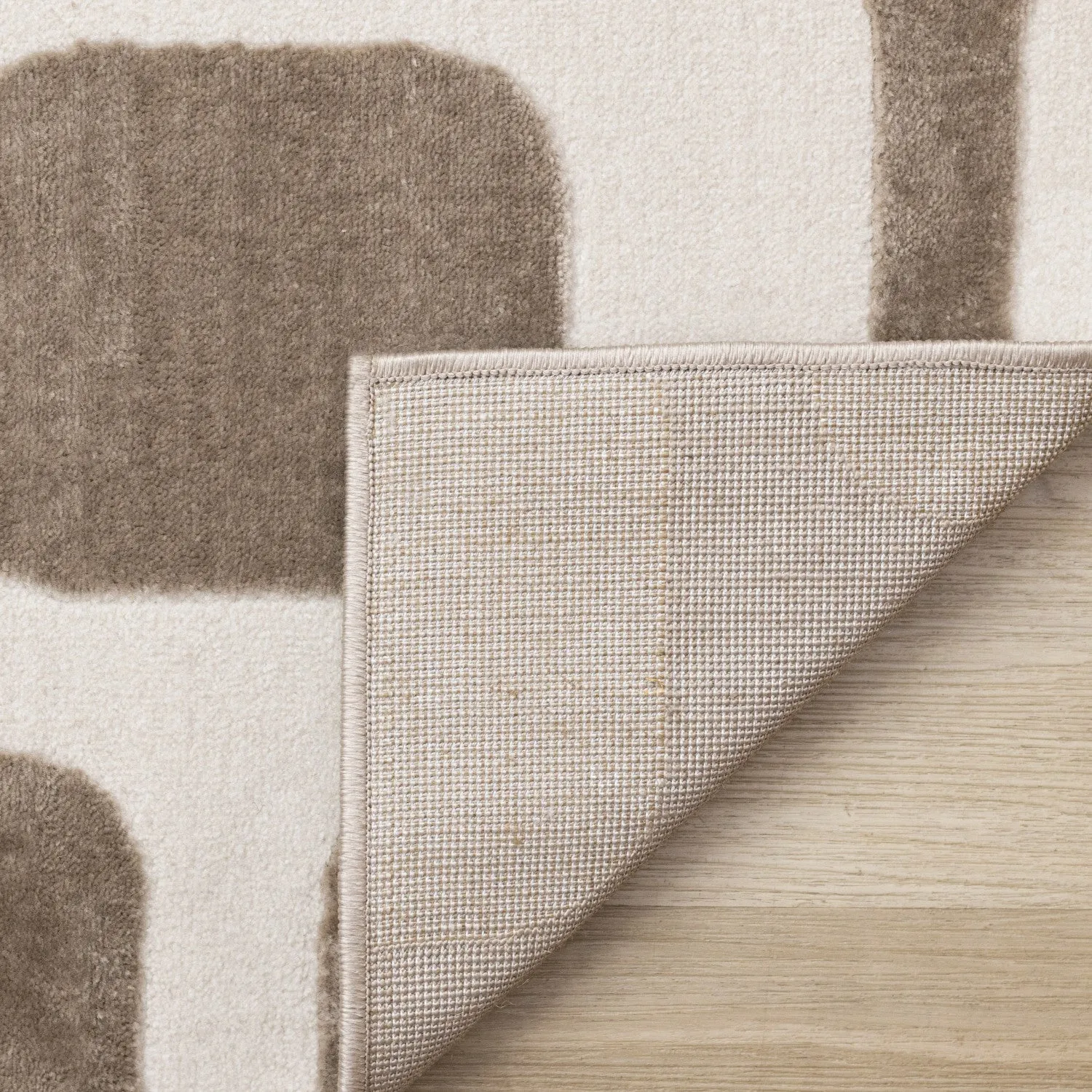 Logan Modern Vintage Area Rug - Brown Cream - 5' X 8'