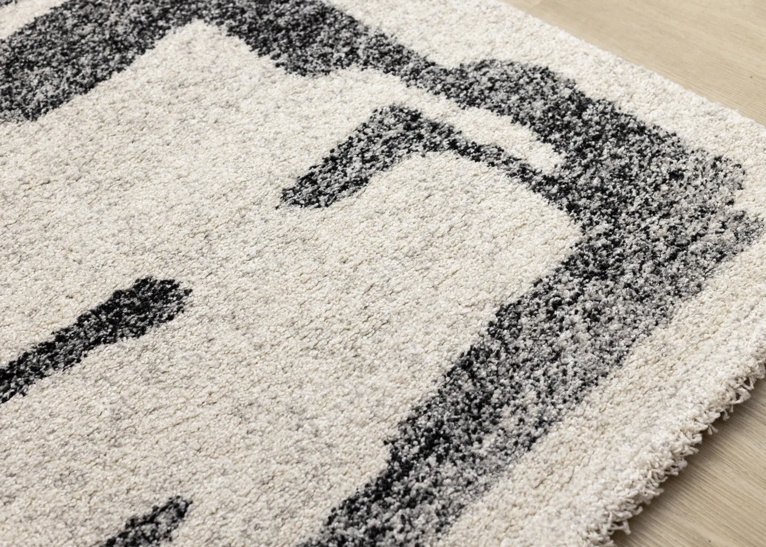 Marquee Modern Abstract Area Rug - Cream Black - 8' X 11'
