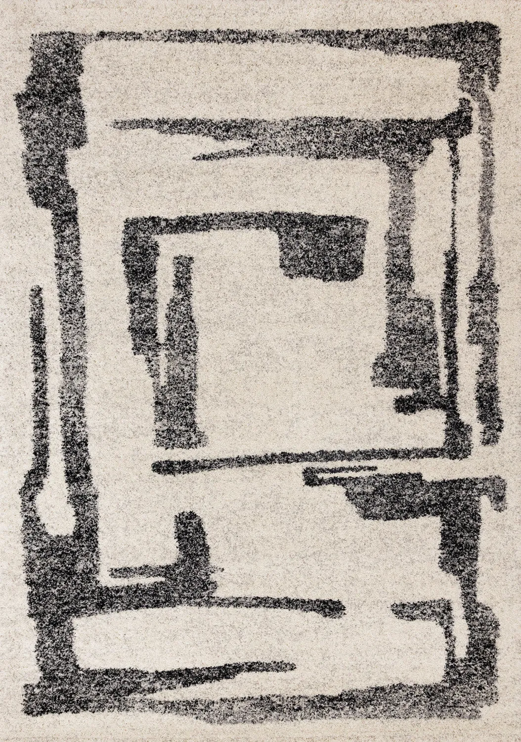 Marquee Modern Abstract Area Rug - Cream Black - 8' X 11'