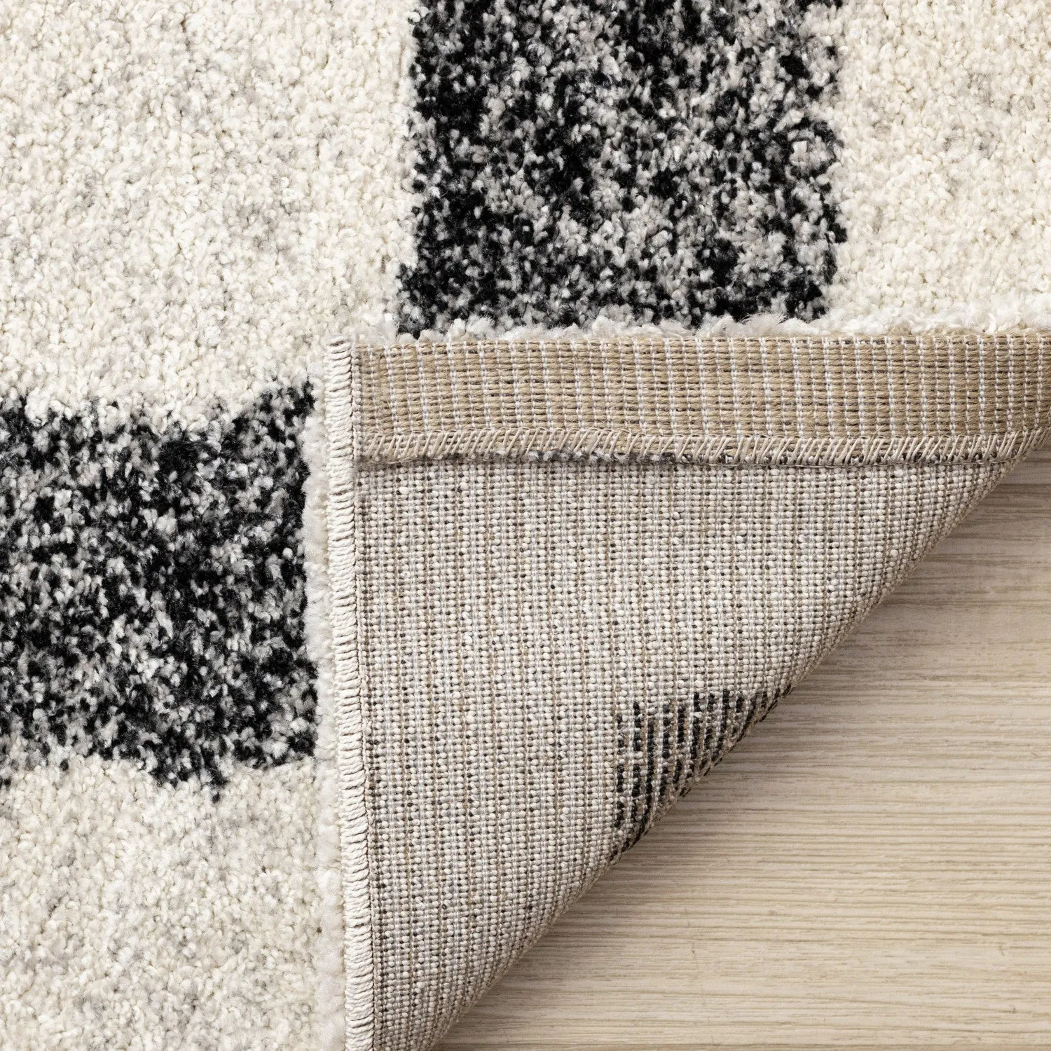 Marquee Modern Abstract Area Rug - Cream Black - 8' X 11'