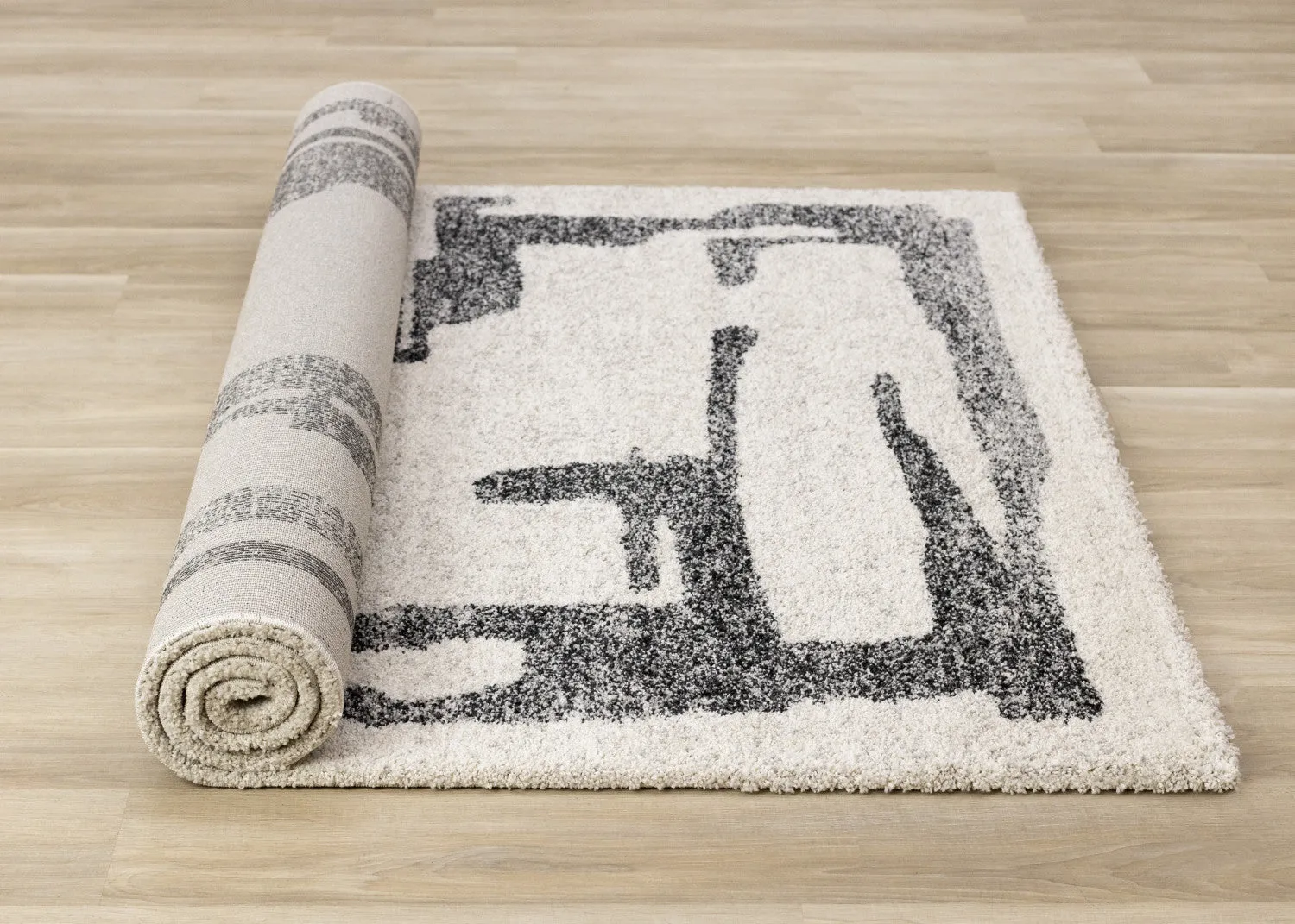 Marquee Modern Abstract Area Rug - Cream Black - 8' X 11'