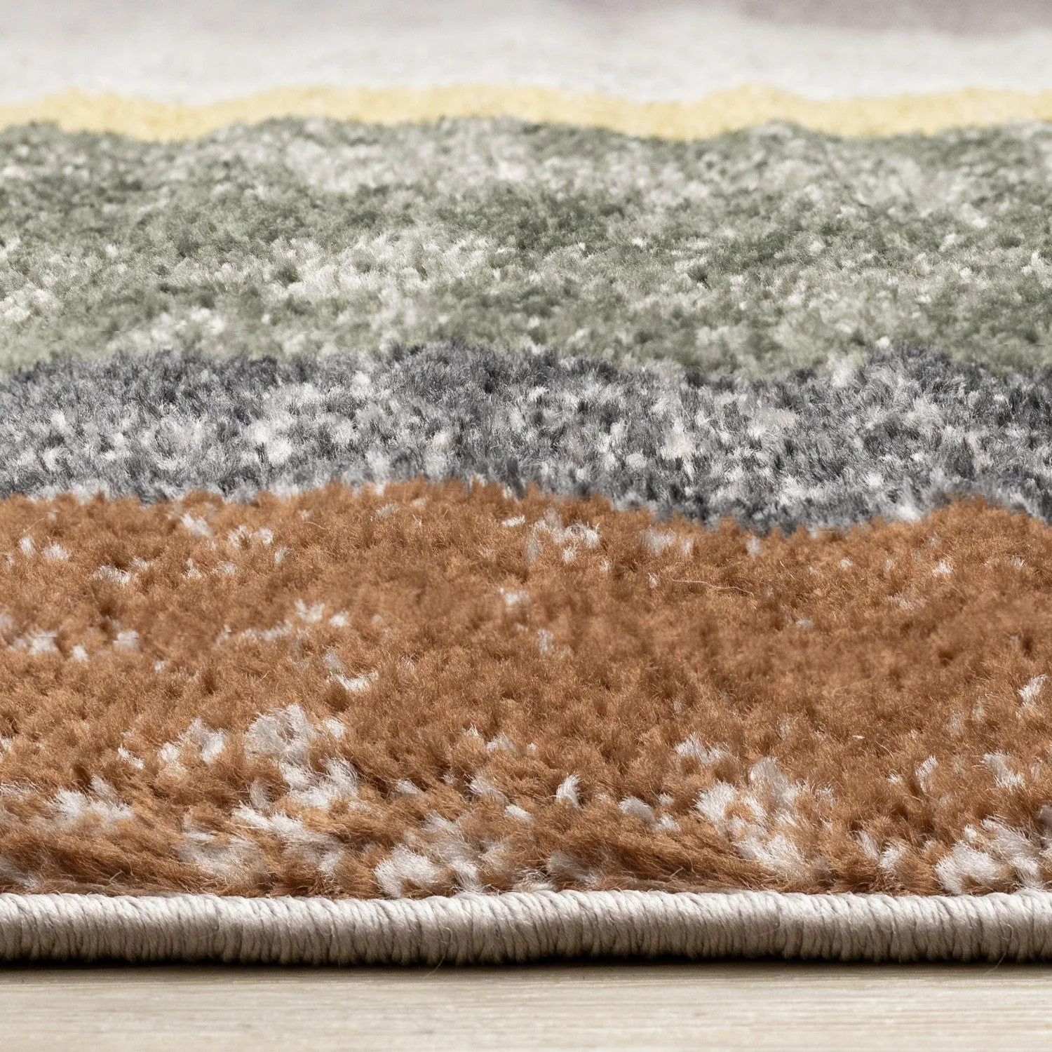Maui Modern Geometric Area Rug - Grey Green Yellow - 5' X 8'