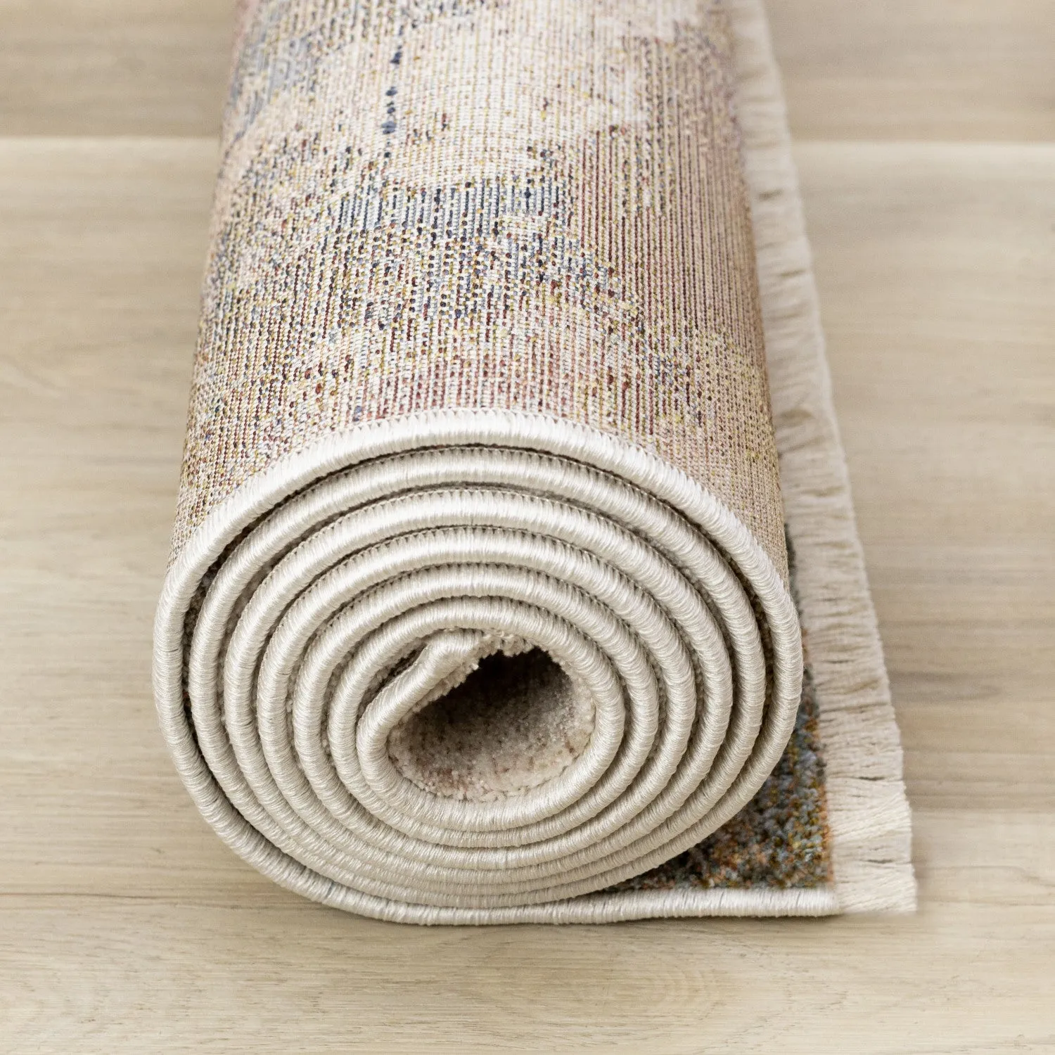 Micah Modern Galaxy Area Rug - Cream Grey Blue - 8' X 11'
