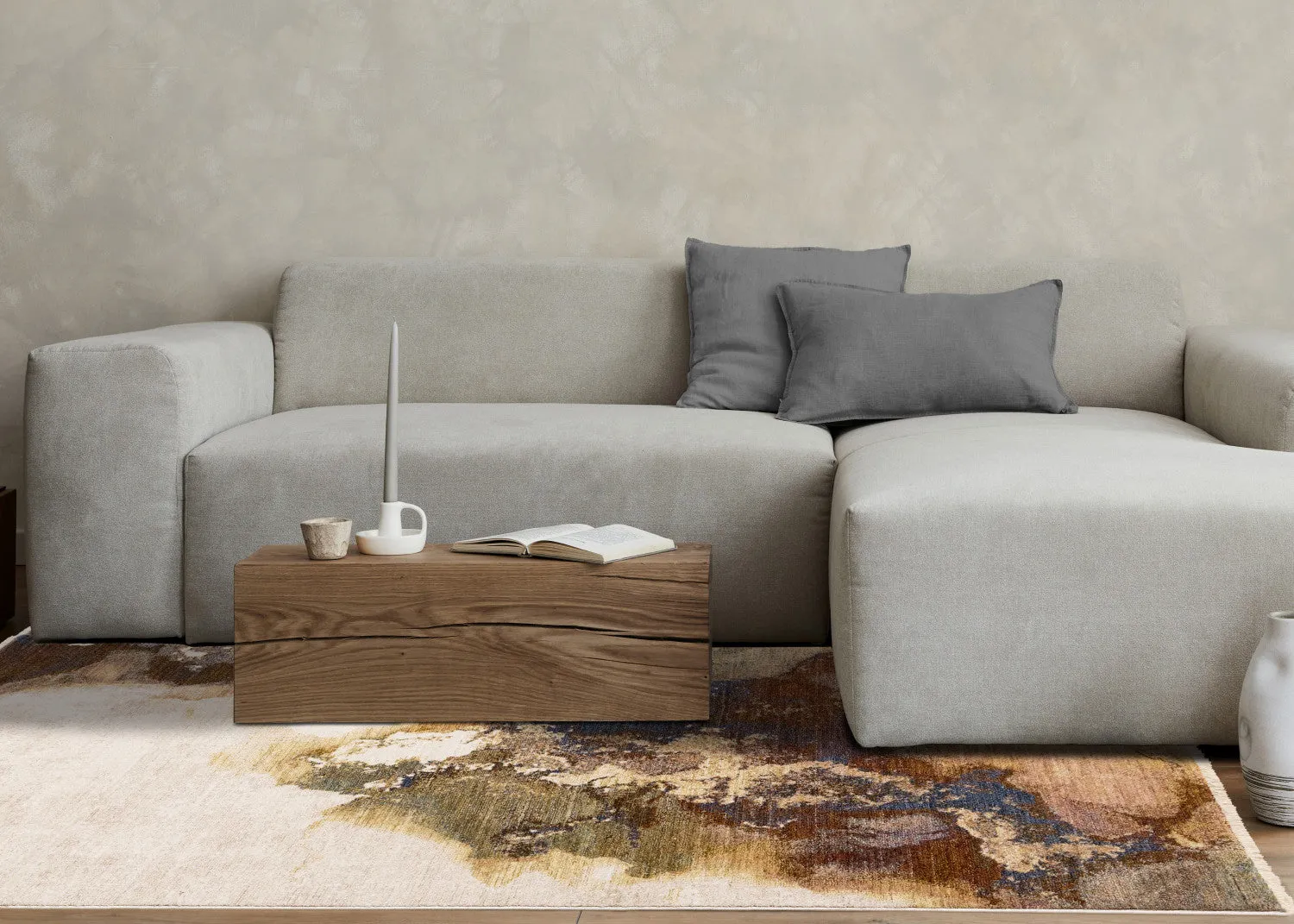 Micah Modern Galaxy Area Rug - Cream Grey Blue - 8' X 11'