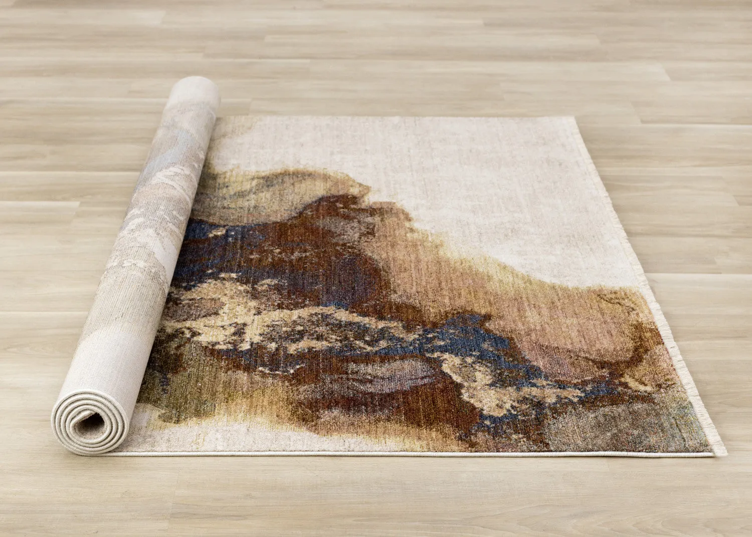 Micah Modern Galaxy Area Rug - Cream Grey Blue - 8' X 11'