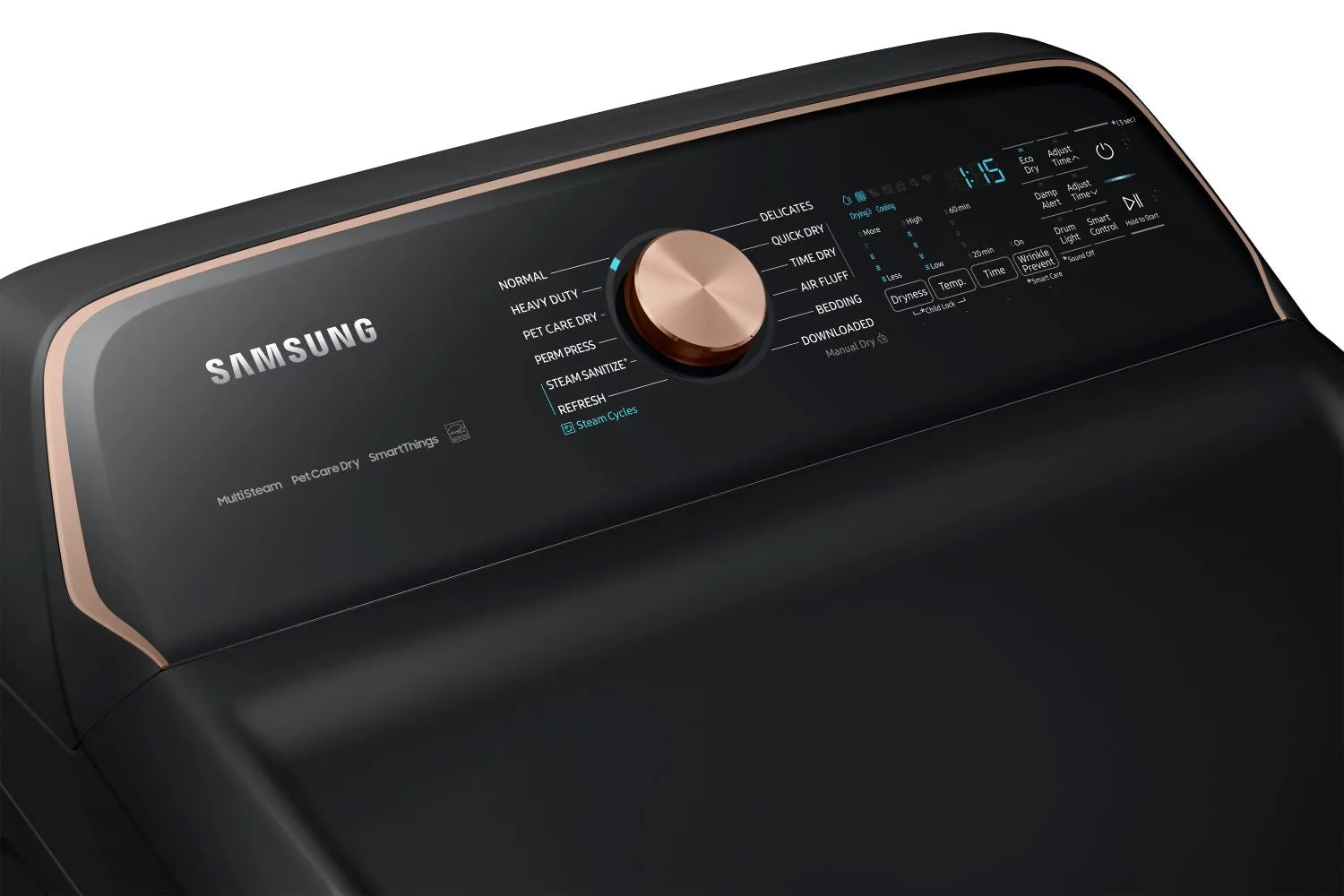 Samsung Black Stainless Ultra Capacity Top Load Washer (6.2cu.ft) & Smart Electric Dryer with Pet Care (7.4cu.ft) - WA54CG7550AVA4/DVE54CG7550VAC